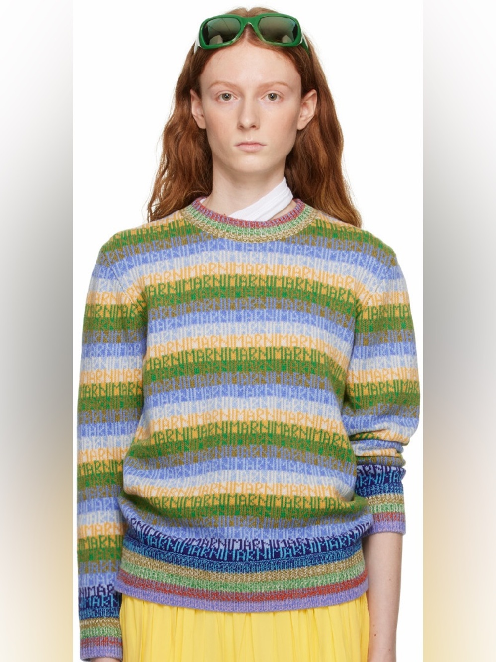 NWT ICONIC Marni Multicolor Striped wool Sweater in Green, Blue & Yellow